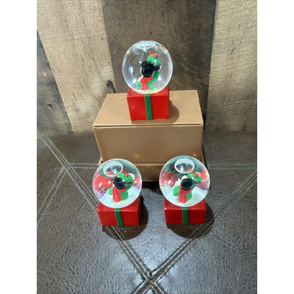 Disney JCPenney Mickey Mouse Christmas Holiday Mini Snow Globes Vintage Lot Of 3